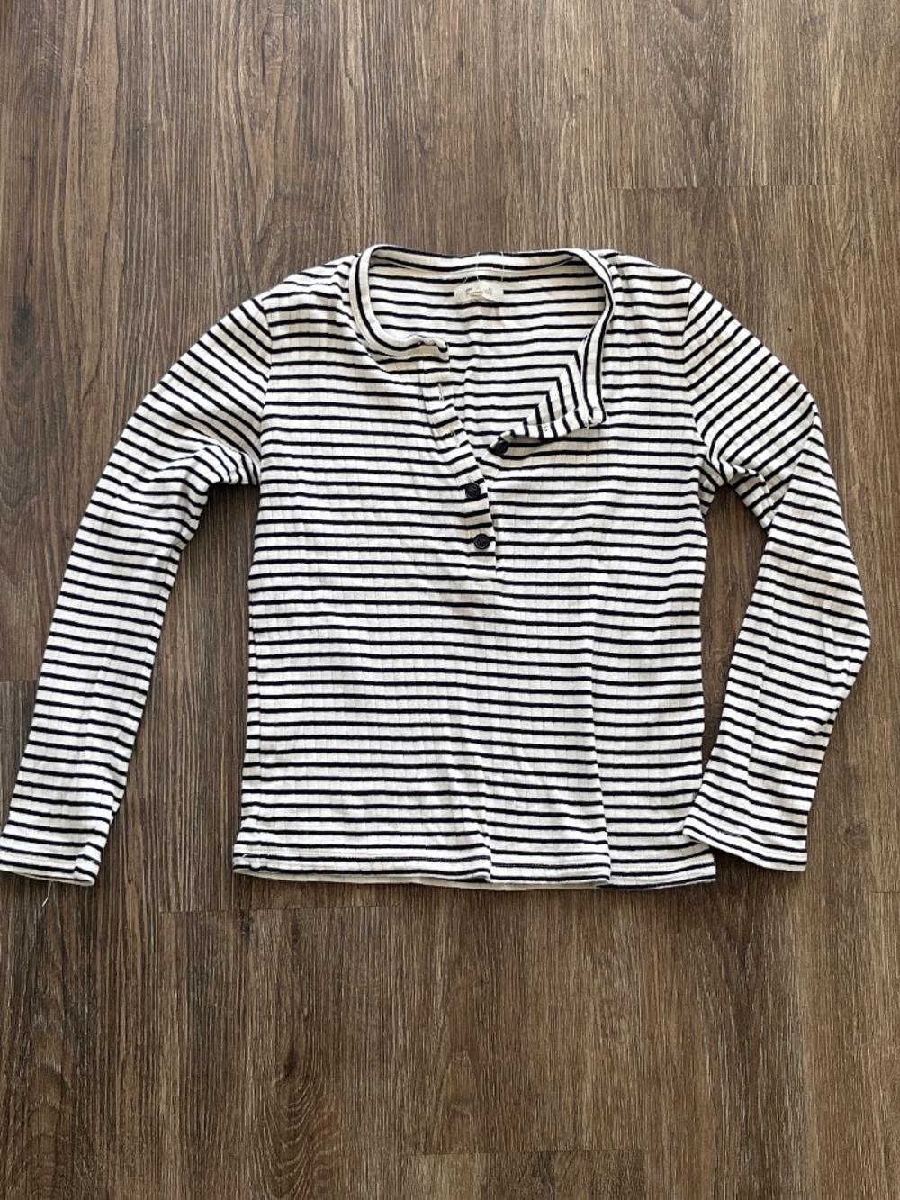 Madewell Black & White Stripped 3/4 Sleeve Shirt